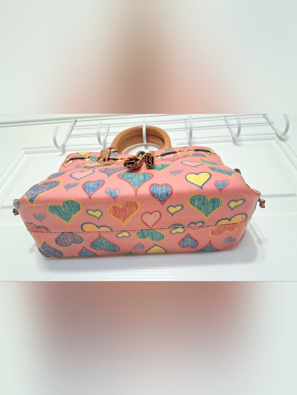 Vintage Dooney & Bourke Crayon Hearts Tiny Tassel Tote - Picture 6 of 16